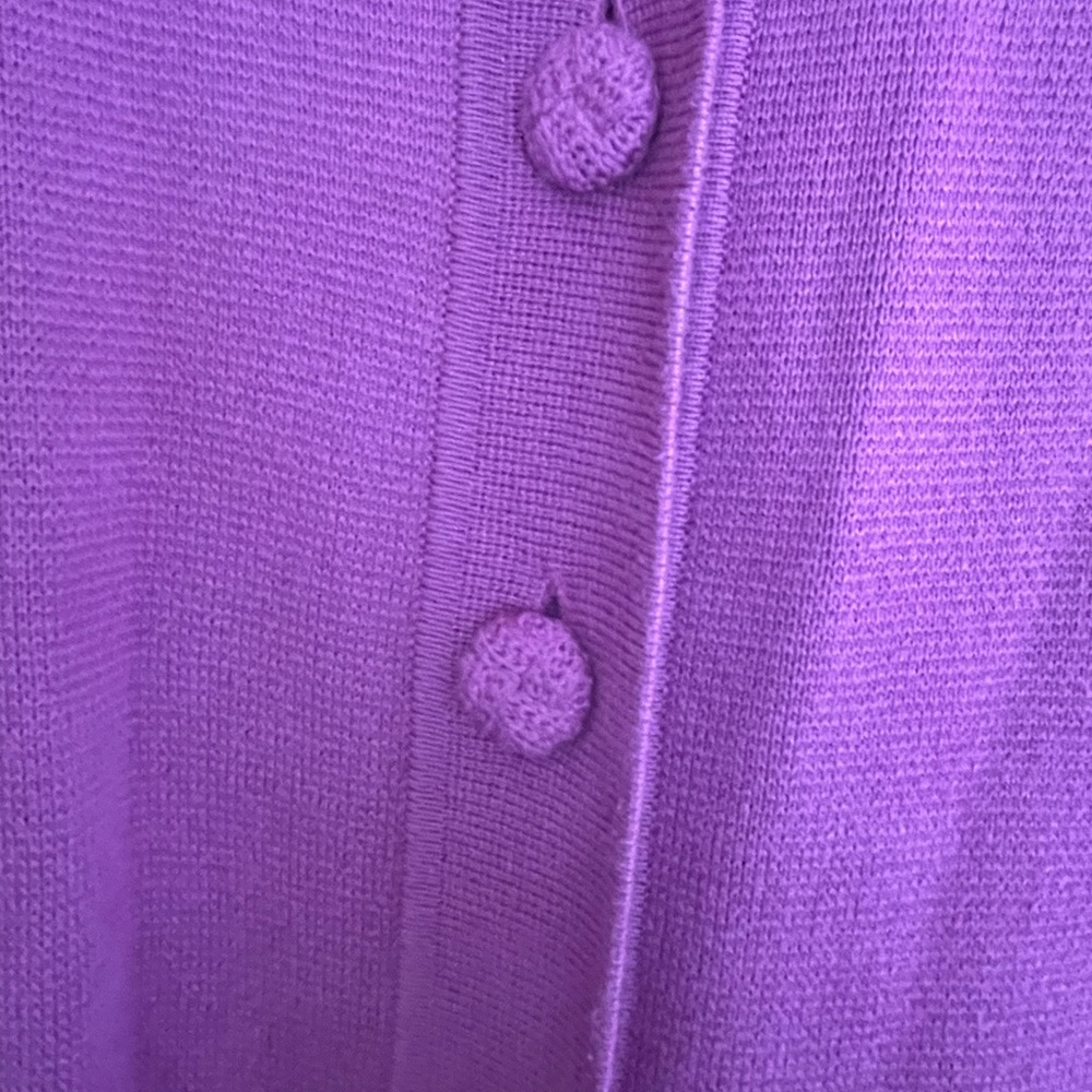Madison Orchid Purple Cotton Knit Cardigan Sweater L - Picture 4 of 5